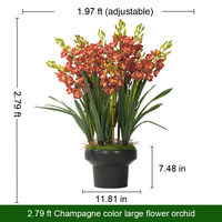 Fleurs artificielles en pot, pivoines et orchidées, toucher réel, pour décoration de mariage, vente en gros
