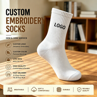 Chaussettes en coton personnalisées brodées de qualité supérieure, OEM ODM, logo personnalisé, faible MOQ, vente en gros d'usine pour la promotion de la mode