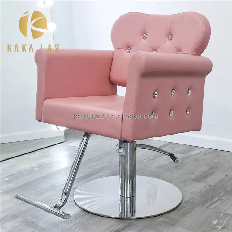 Silla rosa de salón de peluquería, muebles de salón, venta al por mayor, equipo de salón, silla de estilismo