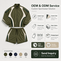 Ensemble de survêtement décontracté léger pour homme, style automne, délavé à l'acide, avec veste à col montant et fermeture éclair intégrale, short à cordon de serrage, empiècements contrastants, respirant
