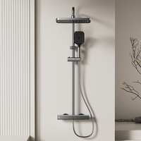 SANIVITAL Robinet de douche mural au design moderne, gris anthracite, en aluminium, mitigeur eau chaude et froide, ensemble de douche