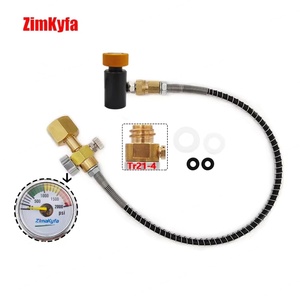 Adaptateur de remplissage de bouteille de CO2 SodaStream, station de remplissage, manomètre 2000 PSI, tuyau de 50 cm, laiton noir + or, garantie 1 an - Product Image 1