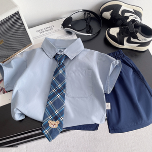 Ensemble d'uniformes scolaires d'été personnalisés pour garçons et filles, chemise d'uniforme à manches courtes pour les élèves du primaire et du collège - Product Image 2