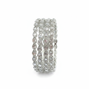 Elegant & Luxurious <b>Silver</b> Plated Crystal Stone <b>Bracelets</b> & <b>Bangles</b> Set Premium Jewelry Collection - Product Image 2