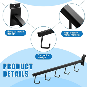 Hình chữ nhật Ống thác nước slatwall quần áo móc áo Giá 5 móc tường phụ kiện Rack hiển thị - Product Image 2