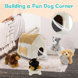 中国のおもちゃメーカー高品質居心地の良い犬の家と愛らしい子犬ぬいぐるみセットベビーシャワー就寝時のコンパニオンギフト - Product Image 2