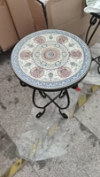 Table d'appoint de salon minimaliste en mosaïque pour jardin extérieur, table d'appoint artistique en fer forgé, petite jardinière de loisirs pour cour et balcon