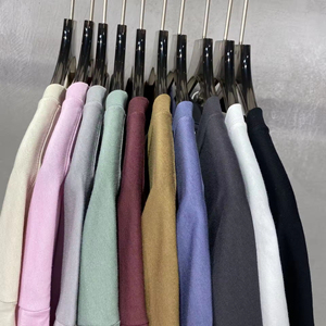 Yudi Tùy Chỉnh Thời Trang Phố 190G Lỏng Lẻo Quá Khsize Người Đàn Ông Của Cotton T-Shirt Ngắn Tay Áo Trống Rắn Colour T Cơ Sở Mô Hình - Product Image 3