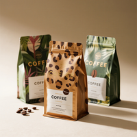 Sachet refermable à fond plat personnalisé pour café, avec fermeture éclair, réutilisable, en aluminium, pour emballage alimentaire, avec soufflet latéral et valve à fermeture à glissière