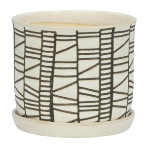 Set di vasi da fiori in ceramica con sottovasi, design geometrico moderno per uso interno ed esterno - Product Image 4
