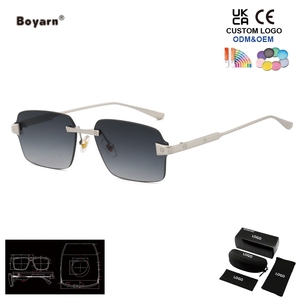 Gafas de Sol Cuadradas Clásicas Sin Montura Boyarn Fashion para Hombre, Gafas de Sol Modernas de Lujo para Mujer, Logotipo Personalizado, Lentes de Sol de Alta Calidad - Product Image 3