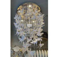Lustres suspendus longs de 3 mètres pour escalier, plafond, hôtel, lustre en céramique extra large en forme de papillon