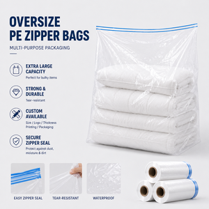 Oversize PE Zipper Bags Clear Plastic Storage Bag <b>Large</b> Capacity Tear Resistant Custom Packaging for Moving - Product Image 1