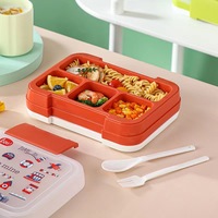 Boîte à lunch bento en plastique réutilisable sans BPA, compatible micro-ondes, capacité de 1000 ml avec 4 compartiments pour enfants et nouveau-nés, MOQ de 24 pièces