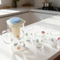 Ensemble de tasses en verre à fleurs multi-tailles, compatibles lave-vaisselle, pour cadeaux