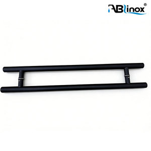 Manija Moderna para Puerta de Vidrio, Tipo Empujar y Tirar, en Forma de H, para Ducha u Oficina, de Acero Inoxidable Negro - Product Image 2
