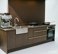 Cuisine extérieure modulaire en acier inoxydable avec armoires en bois, évier, robinet, design moderne en acrylique, installation facile, résistant aux intempéries