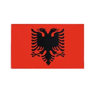 Siap dikirim 100% poliester 3x5ft stok dicetak AL Albania bendera nasional Albania