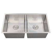 Évier de cuisine moderne à double cuvette en acier inoxydable 304 brossé de 32 pouces fabriqué à la main