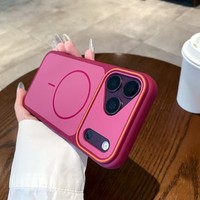 Coque magnétique PC effet peau, couleur contrastante, grande fenêtre, finition mate pour Apple 16 15 13 Pro Max 18 17 Premium