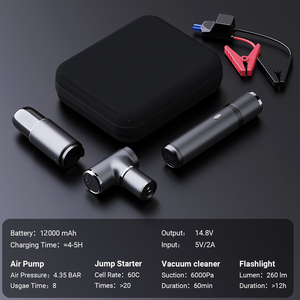 Démarreur de batterie 4-en-1 20000mAh 1000A avec compresseur d'air, aspirateur et lampe torche LED, kit de démarrage portable pour voiture - Product Image 3