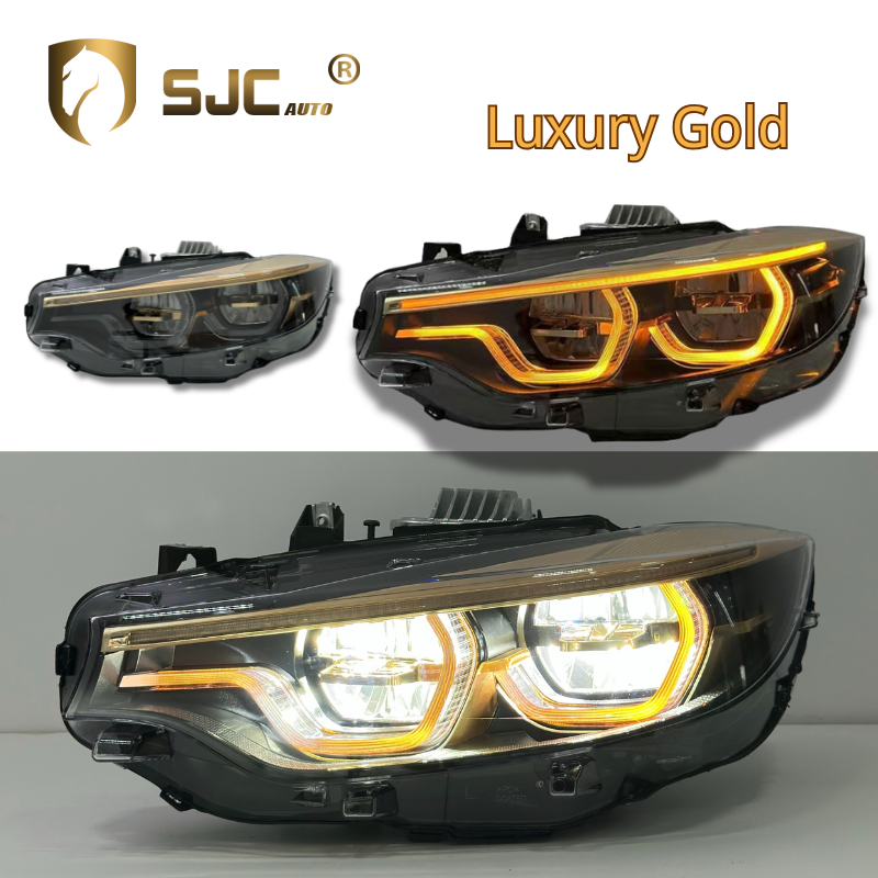 Sjc V3 Gold LED Headlight Assembly For BMW 4 Series F32 / F80 / F82 Yellow White Amber DRL