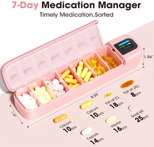 AIMO A170 Dispenser Pil Otomatis Kotak Pil Pintar dengan <span class=keywords><strong>Alarm</strong></span> Kotak Pil 7 Hari dengan Aplikasi Tempat Pil Mingguan untuk Perjalanan - Product Image 3