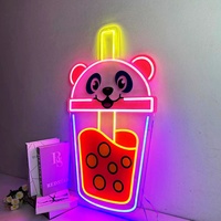 Enseigne néon LED personnalisée en forme de dessin animé, en acrylique, pour décoration murale de fête ou de maison, motif pastèque ou bubble tea