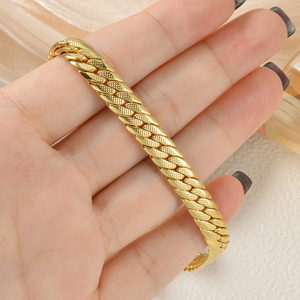 snake shaped chain link embossed textured <b>copper</b> polished men women fashion party wholesale custom 18k gold plated <b>bracelet</b> - Product Image 3