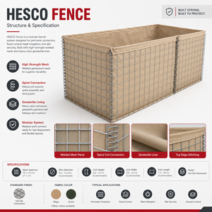 Barrière <span class=keywords><strong>Hesco</strong></span> préfabriquée en cage de sable - Mur de bastion Mil 7 pour barrière anti-inondation et fortification à déploiement rapide - Product Image 3
