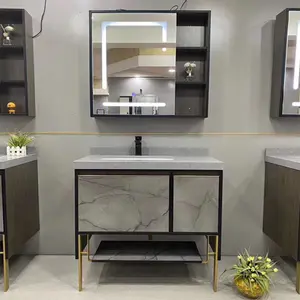 LED Light Mirror Cabinet Design Home PVC Vanity Unit Bathroom Basin