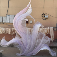 Fleurs géantes en organza de soie faites à la main sur mesure pour la décoration de scène de mariage et d'événements HQ0008 pour décorations de fête