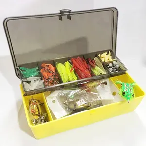 Conjunto de iscas de pesca em cores misturadas, kit de iscas de metal e plástico para pesca, conjunto de iscas de pesca em cores misturadas e artificial