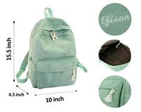 Sac à dos personnalisé en velours côtelé brodé grande capacité, sac d'école personnalisé pour enfants, retour à l'école