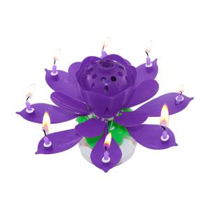 Bougie musicale d'anniversaire en forme de fleur de lotus magique avec fonction de lecture automatique en cire de paraffine pour Pâques, le Nouvel An, les fêtes et la décoration intérieure - Product Image 3