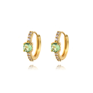 Pendientes de Aro Redondos Personalizables con Gemas Multitono, Banda de Circonitas Micro Pavé, Pequeños Pendientes Circulares, Regalo al por Mayor - Product Image 3