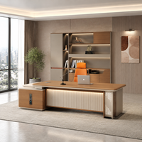 Ensemble de bureau complet en forme de L en MFC haut de gamme de style nordique avec chaise de direction en cuir – Vente en gros