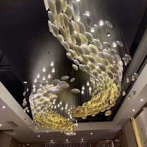 Ornement aérien personnalisé hôtel hall villa plafond décoration lustre en verre créatif doré <span class=keywords><strong>dinosaure</strong></span> en forme d'oeuf suspension - Product Image 4