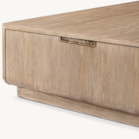 Table basse/à thé convertible RH moderne avec rangement, 2 tiroirs cachés, console en bois clair CIRO, grain lisse, style minimaliste pour entrée de maison