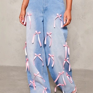 Pantalones Vaqueros de Cintura Alta y Pierna Ancha para Mujer, Estilo Casual, Rectos, Transpirables, Holgados, con Cierres, Lavado Sólido, para Verano y Uso Diario - Product Image 2