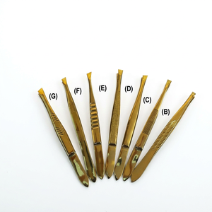 Pinzas para Cejas Puntiagudas de Acero Inoxidable Color Dorado, Estilo Nuevo, Alta Calidad, Duraderas, Ligeras, con Logotipo Personalizado, Cómodas - Product Image 1