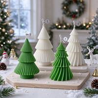Bougie d'aromathérapie artisanale en cire de soja, design éventail plié, parfumée, décorative, pour fêtes de Noël à la maison