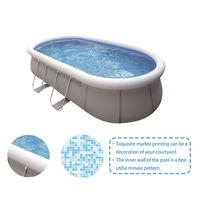 Großer ovaler aufblasbarer Ringpool, Metallrahmenpool, Aufstellpool, Outdoor-PVC-Familien-Gartenpool, einfache Installation