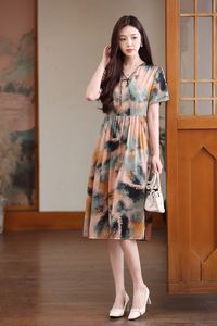 Vestido de noche y Formal de seda de morera de lujo para mujer Vestido informal elegante con estampado digital para bodas y galas Cintura natural - Product Image 3