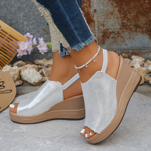 Sandalias de cuña para mujer al por mayor, estilo europeo y americano, con boca de pez grande, nuevas sandalias romanas de verano con suela gruesa - Product Image 6
