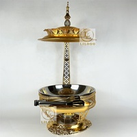 Plat à réchaud de luxe en acier inoxydable doré 4L 6L 8L |   Réchaud de buffet suspendu avec couvercle, gravures décoratives et porte-ustensiles