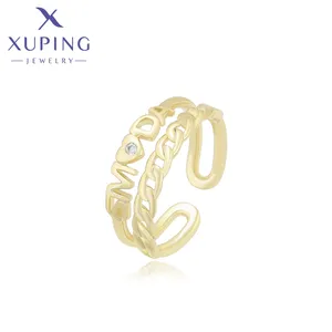 S00117095 xuping jewelry fashion engagement ring 14K gold plated simple vintage luxury special letter shape wedding rings