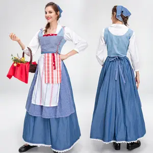 Avrupa ve amerikan çiftlik malikanesi hizmetçi elbise edebi Vintage Denim ortaçağ kostüm alman bira