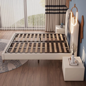 Cama Acolchada Suave, Muebles de <span class=keywords><strong>Dormitorio</strong></span> Modernos, Cama con Estructura de Madera y Cuero, Cama Nórdica para Niños, Muebles de Habitación para Niños - Product Image 5