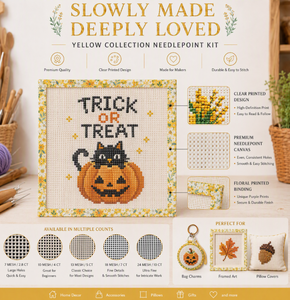Lienzo para Bordado 100% Algodón 13 Mesh Trickortreat Blanco Mono Hecho a Mano <span class=keywords><strong>con</strong></span> Diseño Floral para Bordar - Product Image 1